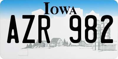 IA license plate AZR982