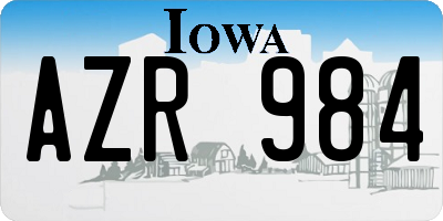 IA license plate AZR984