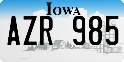 IA license plate AZR985