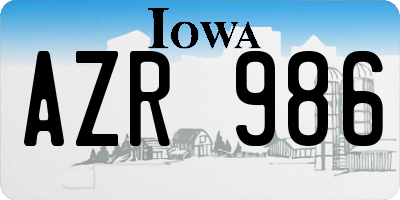 IA license plate AZR986