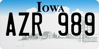 IA license plate AZR989