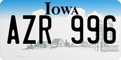 IA license plate AZR996