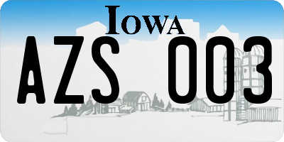 IA license plate AZS003