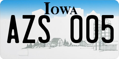 IA license plate AZS005