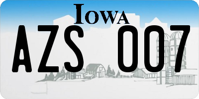 IA license plate AZS007