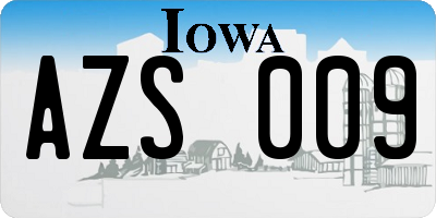 IA license plate AZS009