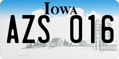 IA license plate AZS016