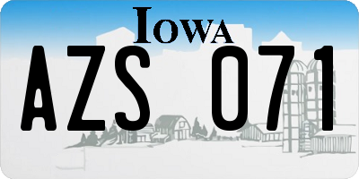 IA license plate AZS071