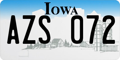 IA license plate AZS072