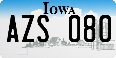 IA license plate AZS080
