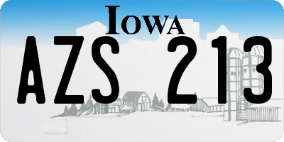 IA license plate AZS213