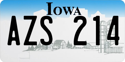 IA license plate AZS214