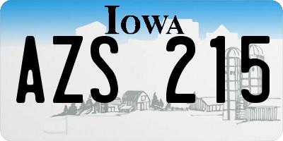 IA license plate AZS215