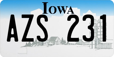 IA license plate AZS231