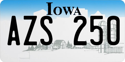 IA license plate AZS250