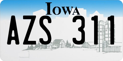IA license plate AZS311