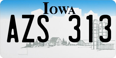IA license plate AZS313