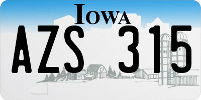 IA license plate AZS315