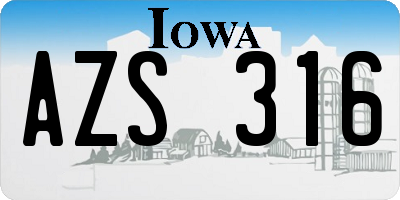 IA license plate AZS316