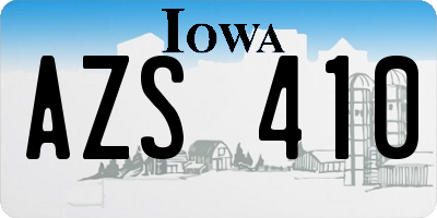 IA license plate AZS410