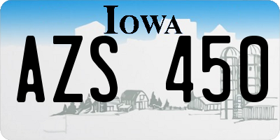 IA license plate AZS450