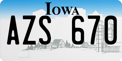 IA license plate AZS670