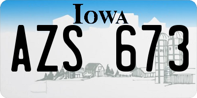 IA license plate AZS673