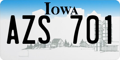 IA license plate AZS701