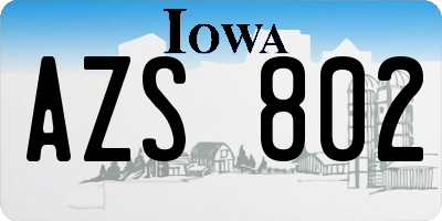IA license plate AZS802