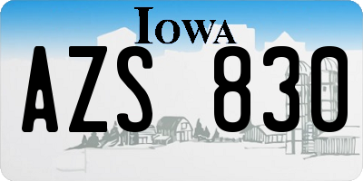 IA license plate AZS830