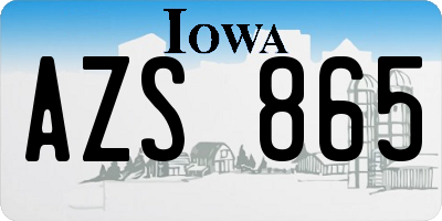 IA license plate AZS865