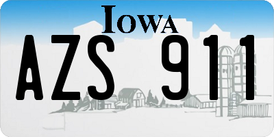 IA license plate AZS911