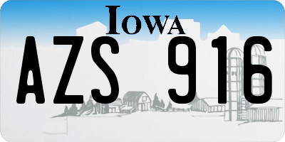 IA license plate AZS916