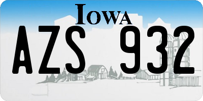 IA license plate AZS932