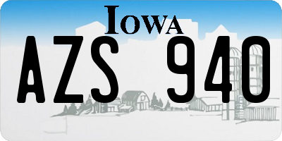 IA license plate AZS940