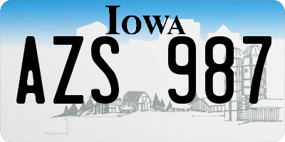 IA license plate AZS987