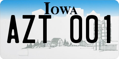 IA license plate AZT001