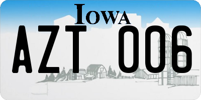IA license plate AZT006