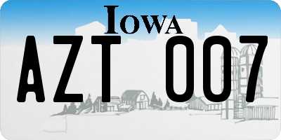 IA license plate AZT007