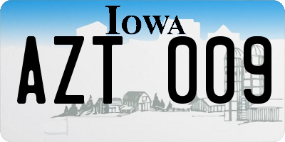 IA license plate AZT009
