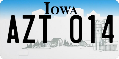 IA license plate AZT014