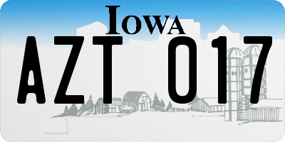 IA license plate AZT017