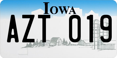 IA license plate AZT019