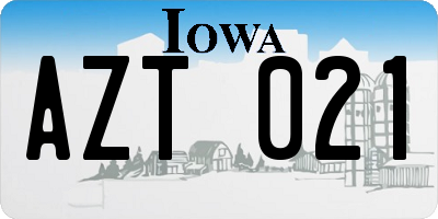 IA license plate AZT021