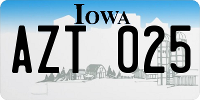 IA license plate AZT025