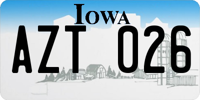 IA license plate AZT026