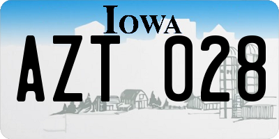 IA license plate AZT028