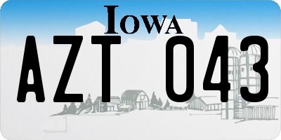 IA license plate AZT043