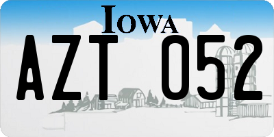 IA license plate AZT052