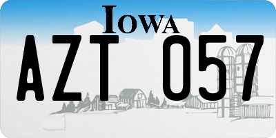 IA license plate AZT057